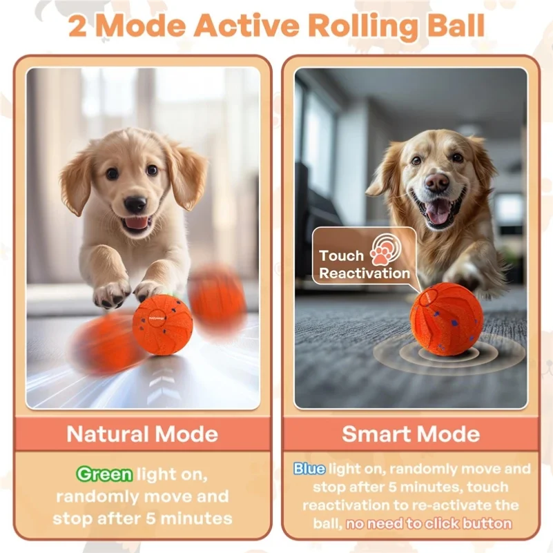 Interactive Dog Toy Ball E-TPU Material Random Bouncing And Spinning Smart Motion Ball For Dogs Self Play Chew Resistant Toy