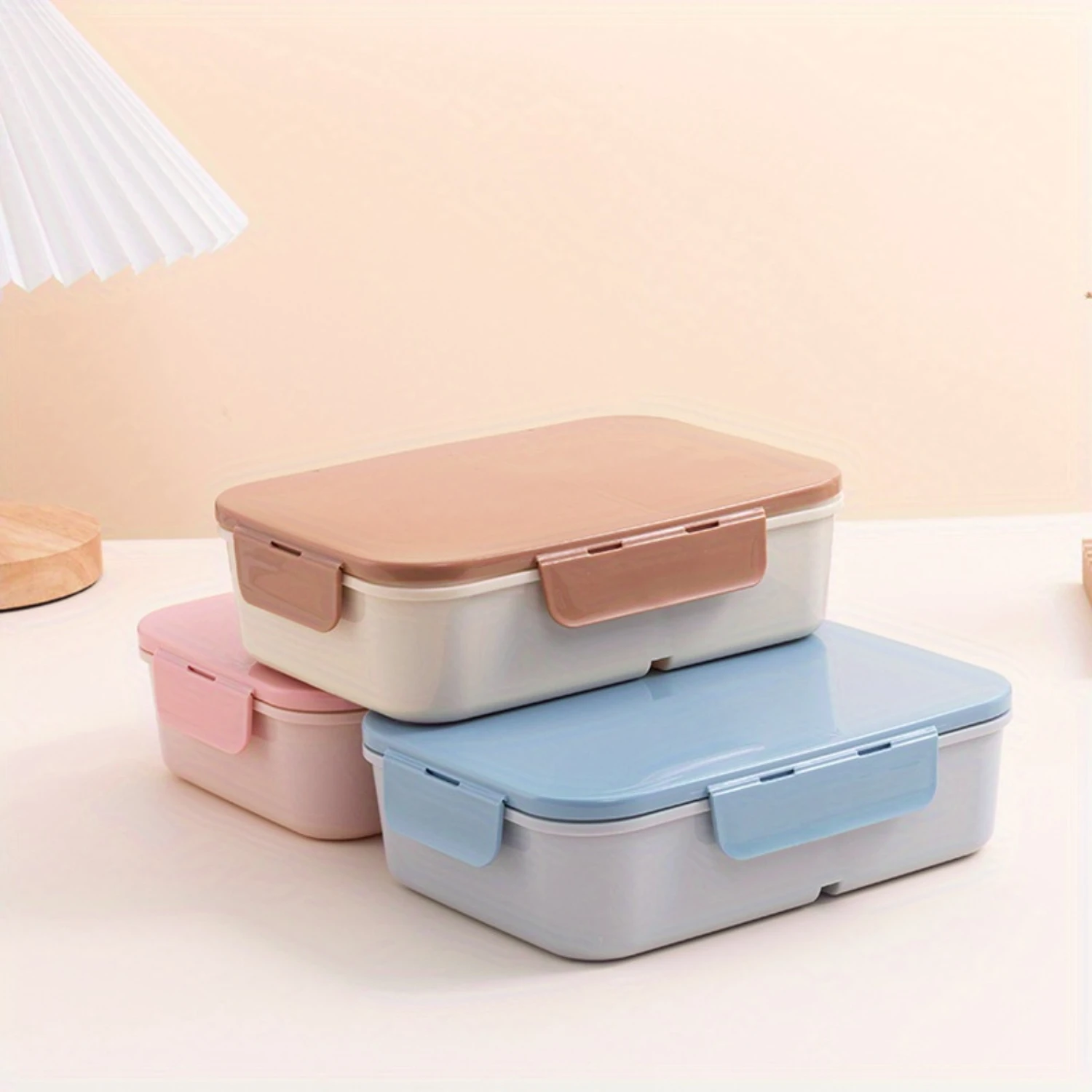 1pc Bento Box With Cutlery, Flap Divided Lunch Box, Microwaveable Bento Box, Sealed Leak-proof Lunch Box