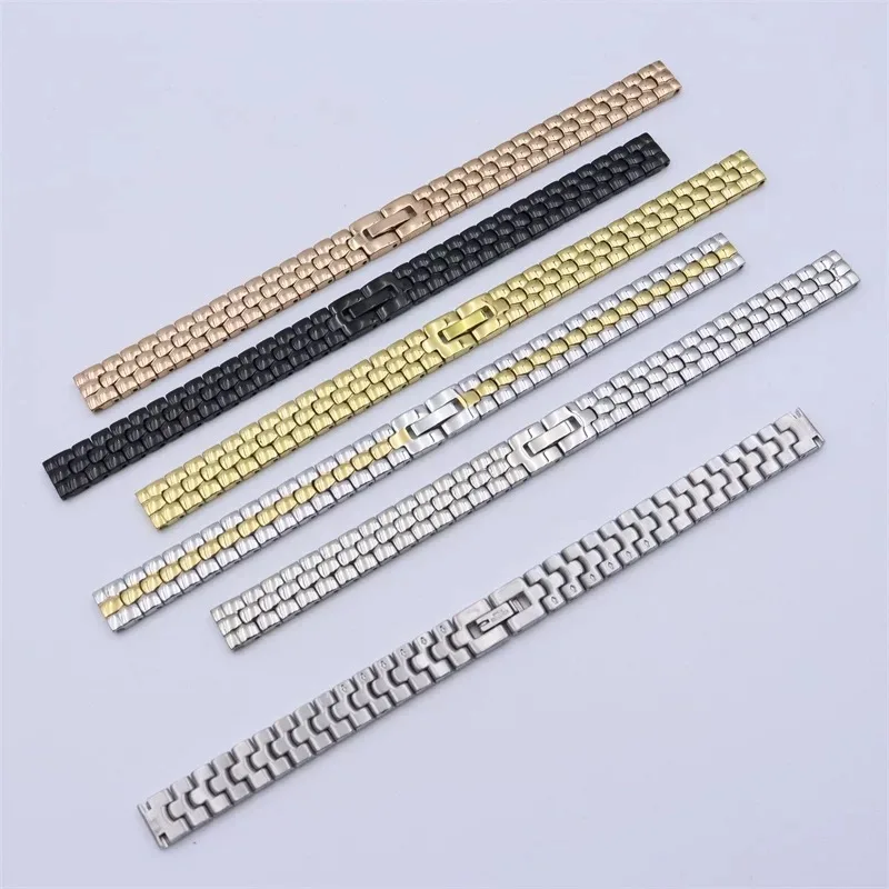 Ladies Thin Solid Steel Watch Band 6-16mm Foldable Jewelry Buckle Jewelry Steel Strap 6033# Precision Steel Wristband