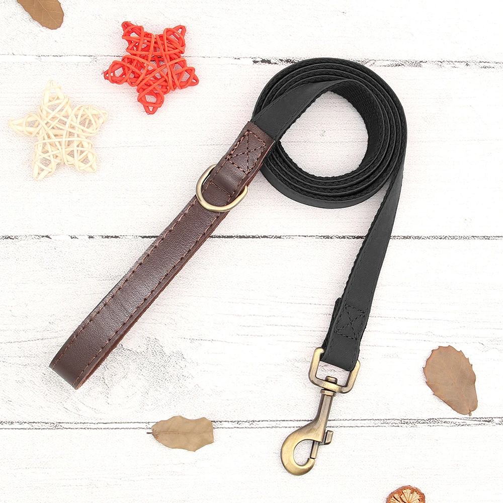 Personalisiertes Hundehalsband mit Leine aus PU-Leder, inklusive Laufleine, kostenlose individuelle Haustier-ID-Halskette für kleine und große Hunde, Mops – Detail 30