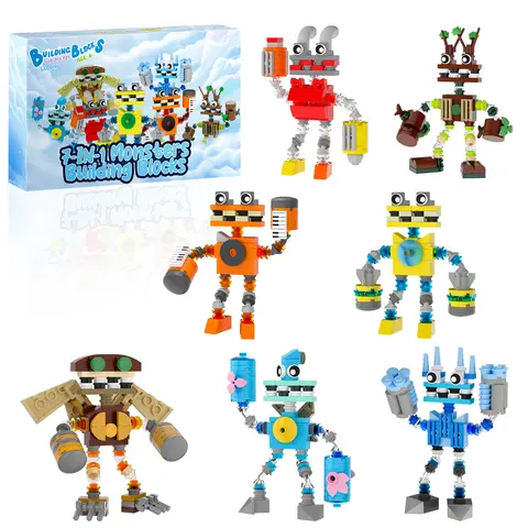 My Singing Monsters 7-in-1 Building Blocks Set DIY Assembled Action Figure Bricks Educational Puzzle Toys for Kids Birthday Gift