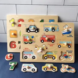 Baby-Holzpuzzles, Montessori-Spielzeug, 1, 2 Jahre, Kleinkindspielzeug, Handgreifbrett, Alphabet, Zahlen, Erkenntnis, Lernen, Lernspielzeug