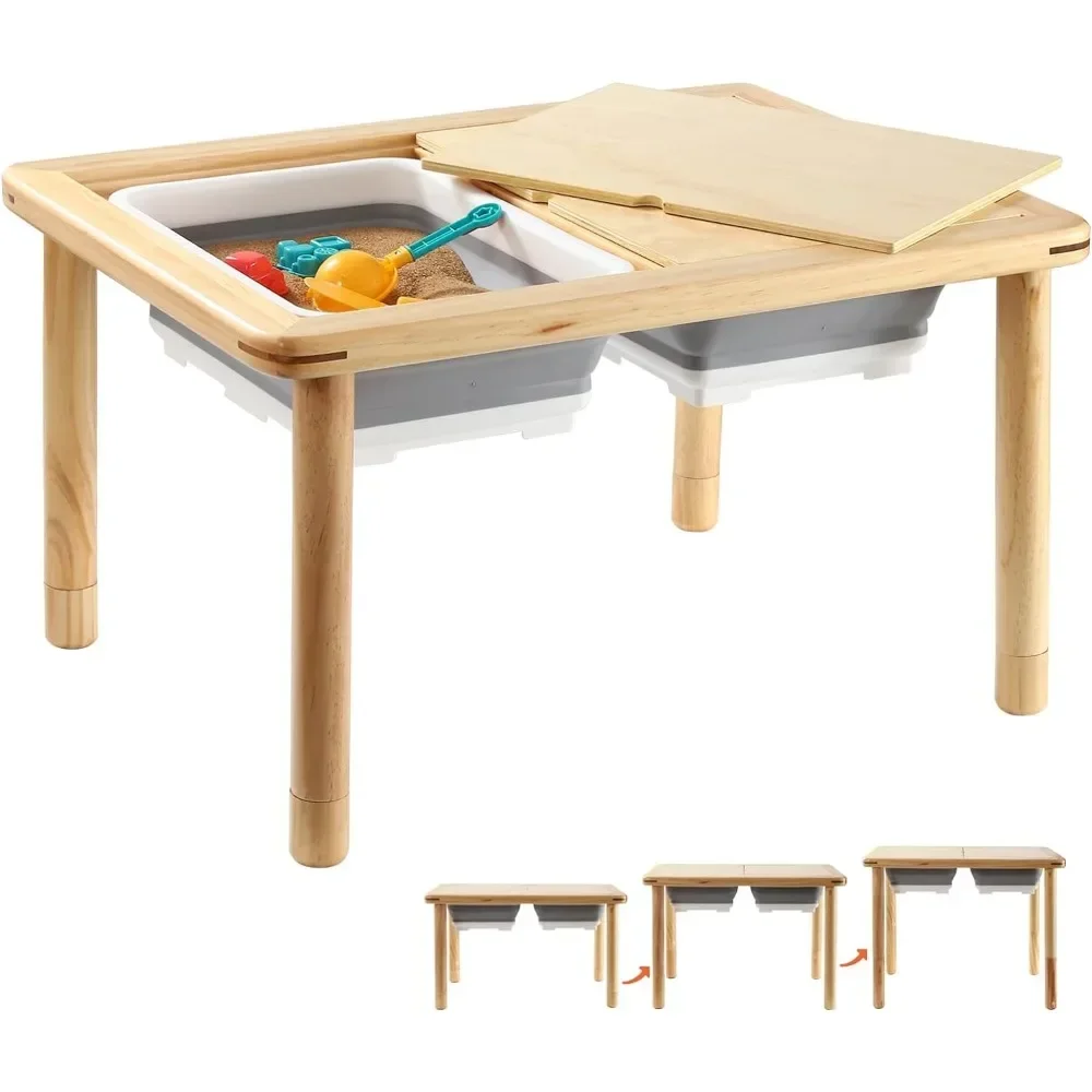 

#For Wooden Sensory Table with 2 Bins for Toddlers 1-5, 3-Level Height Adjustable Kids Sensory Table with Anti-Warping Plywood&