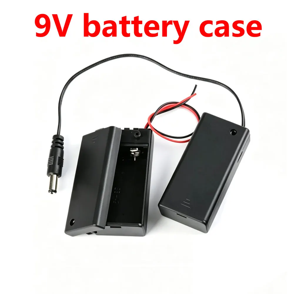 1pcs 9V Battery Holder 9V Battery Box Case With Wire Lead ON/OFF Switch Cover Case DC 5.5x2.1mm
