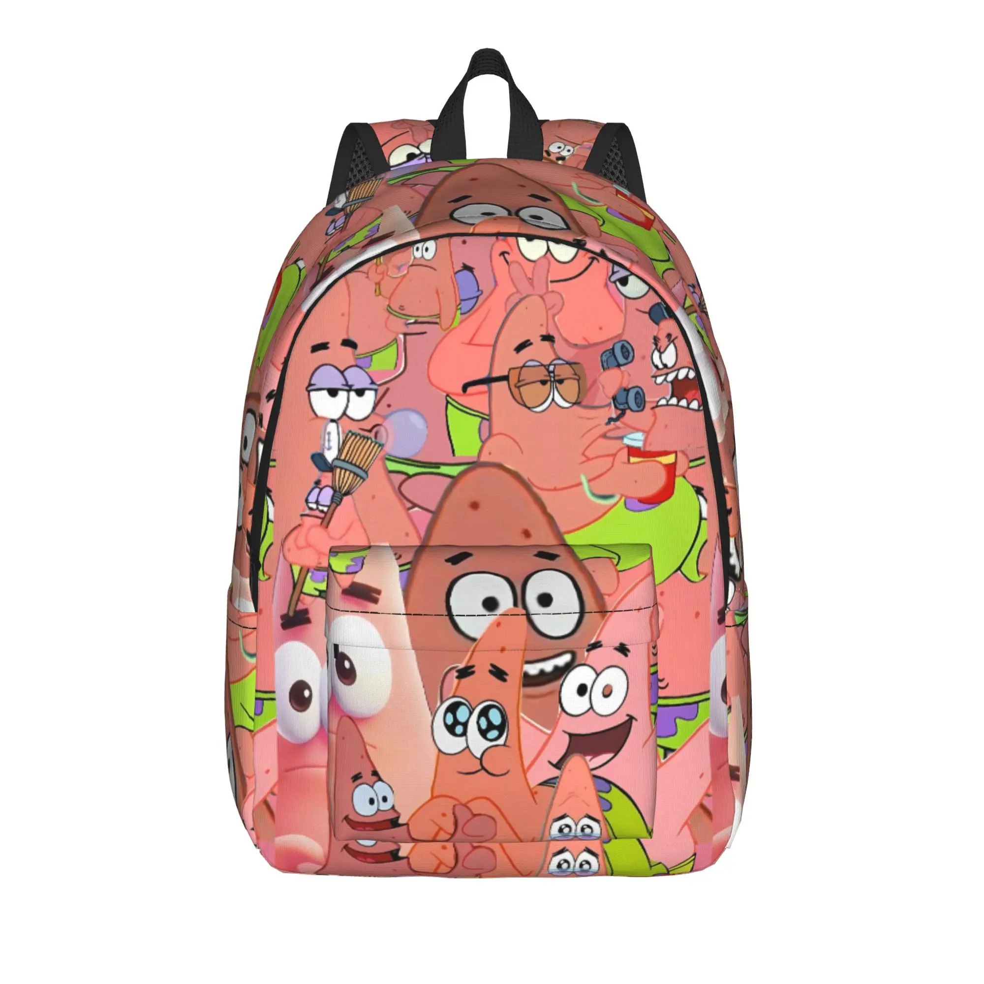S-SpongeBobed Pink Base Crazy Face Backpack Student Backpacks Polyester Streetwear High School Bags College Colorful Rucksack