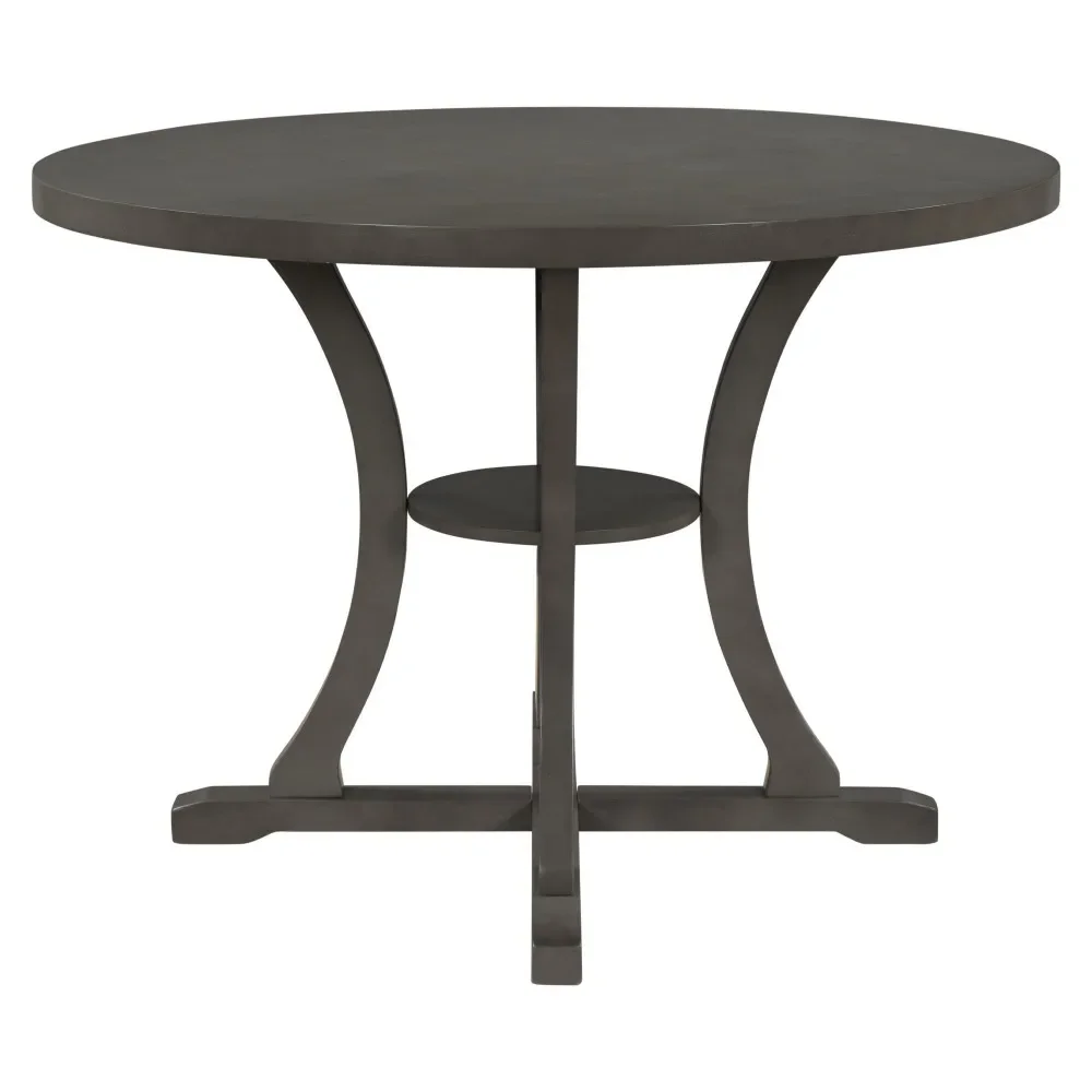 

5-Piece, with Special-shaped Legs and an Exquisitely Designed Hollow Chair Back for Dining Room (Gray), Dining Room Sets