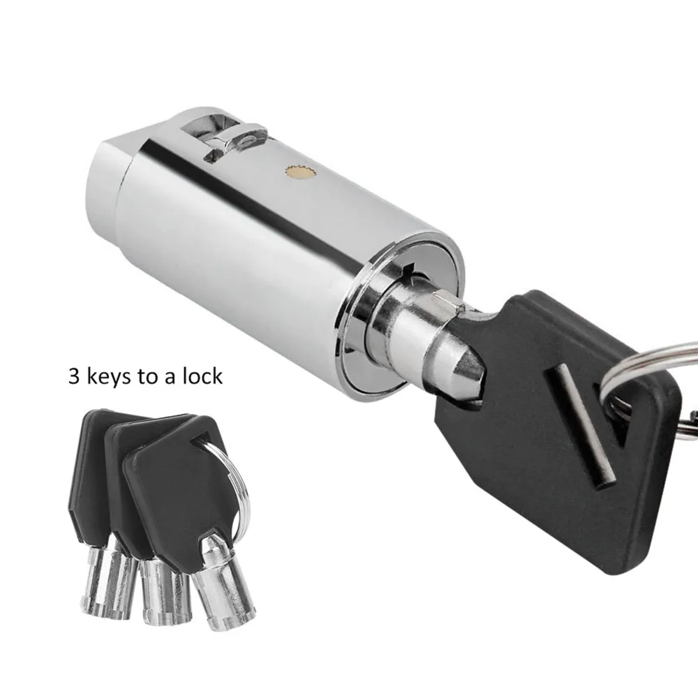 Zinc Alloy Vending Machine Lock Cylinder 38×19mm with 3 Keys Zinc Alloy Lock Cylinder Safe Chrome Color Lock Cylinder