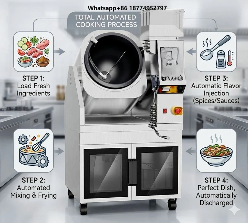 Commercial Automatic Stir-Fry Machine 2-5KG  Intelligent Cooking Robot with One-Sauce Solutions Free Sauce Recipes Samples