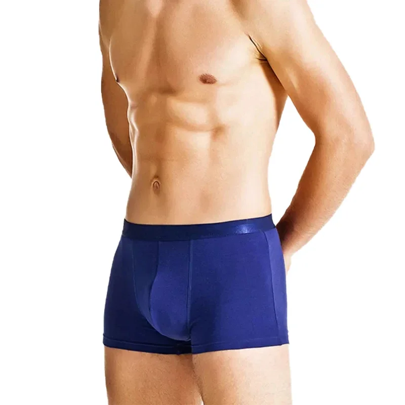 Always In Motion Cueca boxer masculina de cor sólida de cintura média, sem padrão, modelo básico, ALGODÃO, boxers para homens, roupa íntima masculina