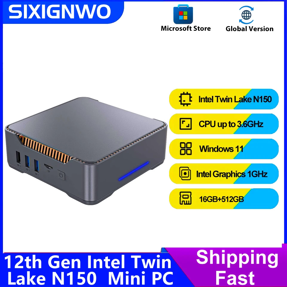 

Мини-ПК Intel Alder Lake N100 Twin N150 Quad Core 8 ГБ/16 ГБ 512 ГБ Windows 11 Pro игровой компьютер, 4K 60 Гц HDMI VGA Win 11 Minipc