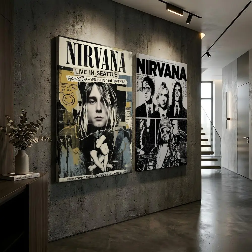 N-Nirvana Rapper Album Painting Calligraphy HD Modern Style Inner Frame Canvas Poster Bedroom Room