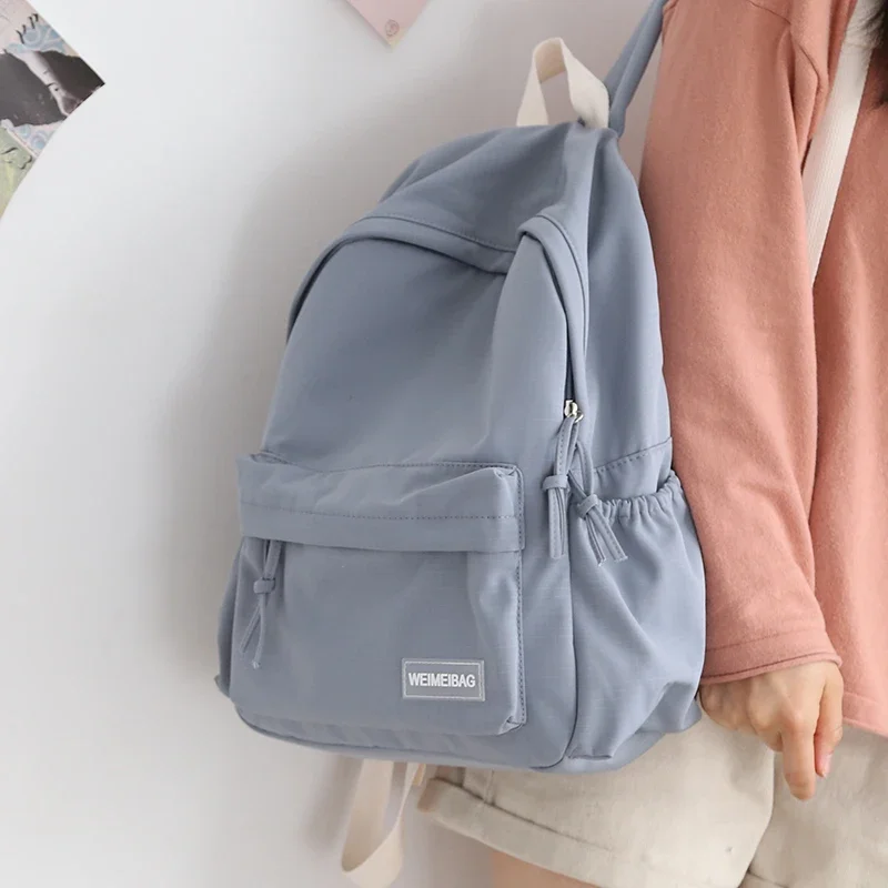 

Female Solid Color Backpacks For Women College School Backpacks Waterproof Nylon Schoolbag Ladies Travel Mochilas 2021 New