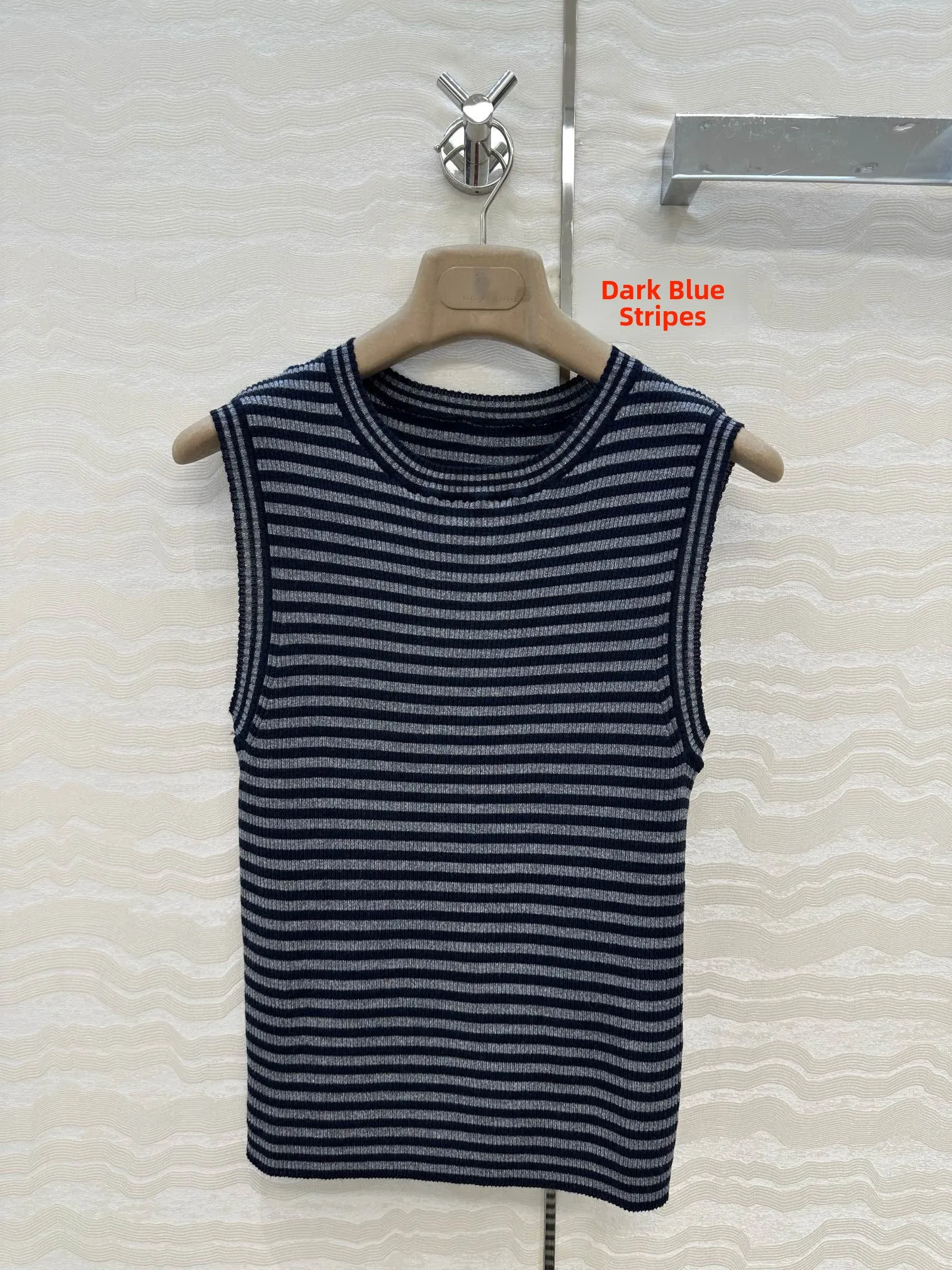 신축성 있는 니트 조끼 BC 스트라이프 울 카메라 캐주얼 편안한 슬림핏 H라인 여성용 여름 얇은 레귤러 길이