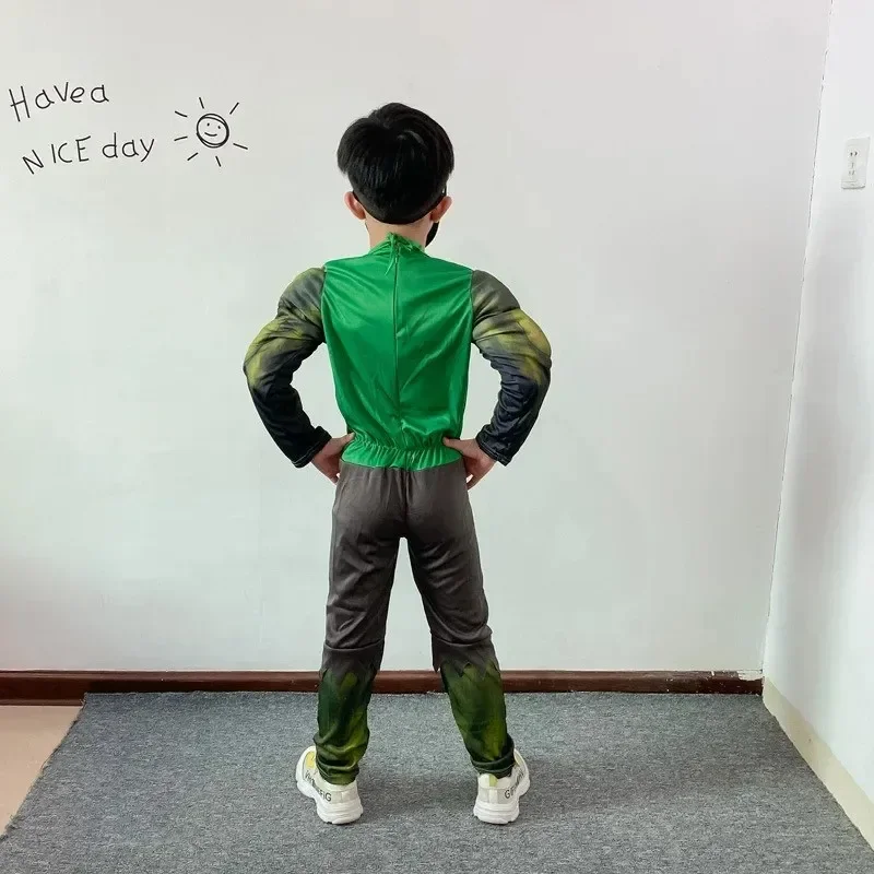 新 2025 ハロウィンボーイズスーパーヒーローコスチューム筋肉スーツグリーンジャイアントコスプレ服子供アニメパーティー誕生日ギフトドレス wrl88 z