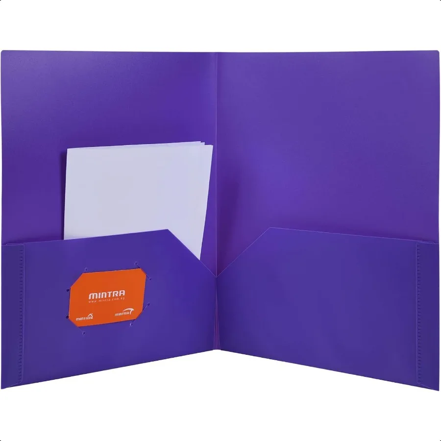 Cartelle tascabili in poli assortite da 8 pezzi in plastica resistente, 2 tasche, durevoli, confezione da 8