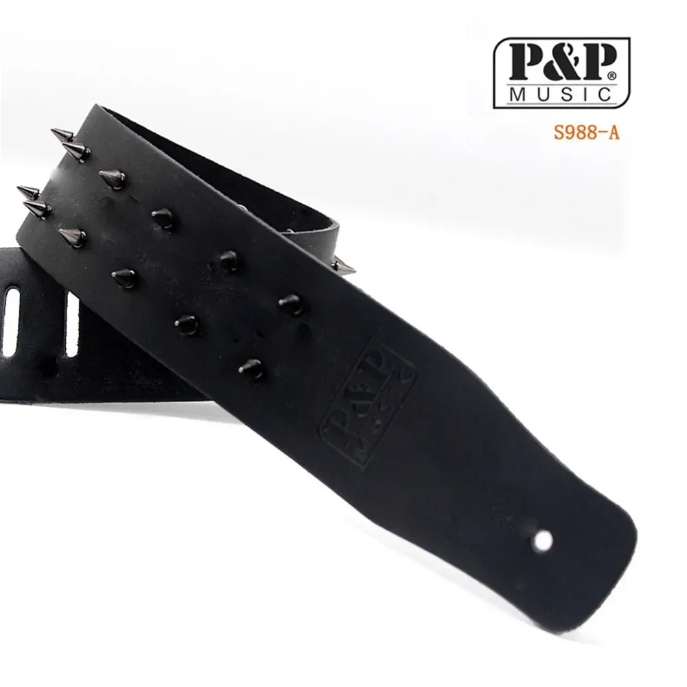 1pc Guitar Strap Metal Spike Studded Adjustable Heavy Duty Leather Guitar Strap Guitars Bass Accessories Parts Dropship