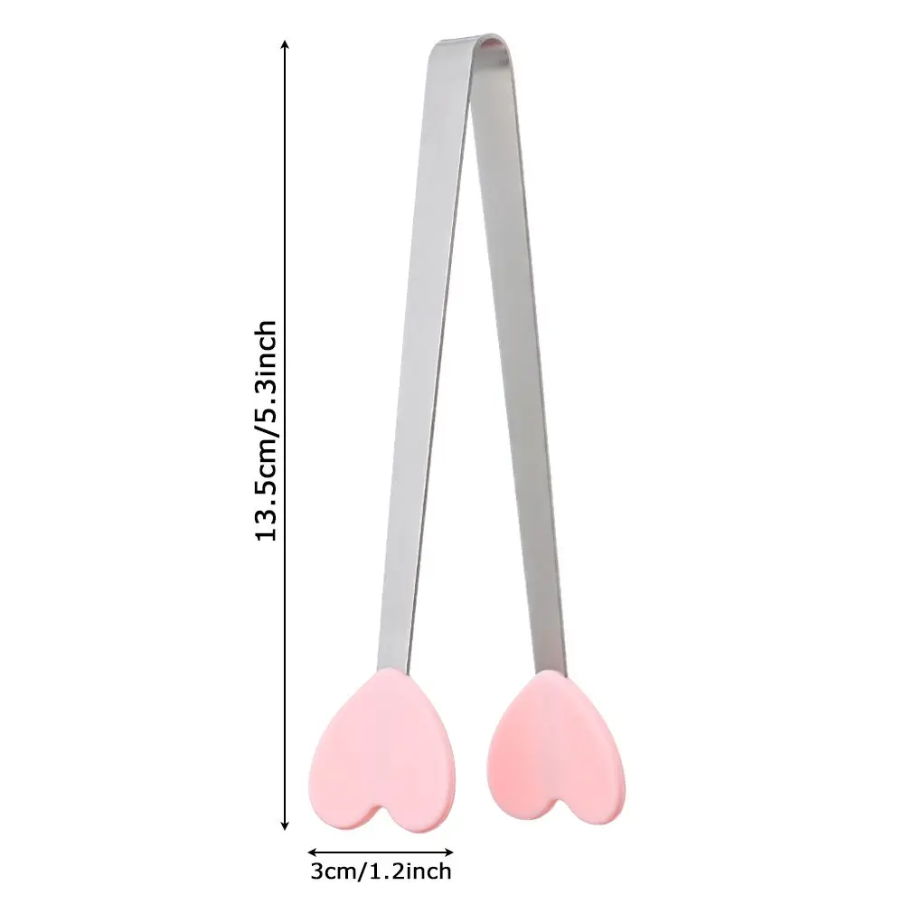 Creative Silicone Stainless Steel Mini Snack Food Tongs Non-slip Handles BBQ Bread Ice Cube Clip Kitchen Accessories