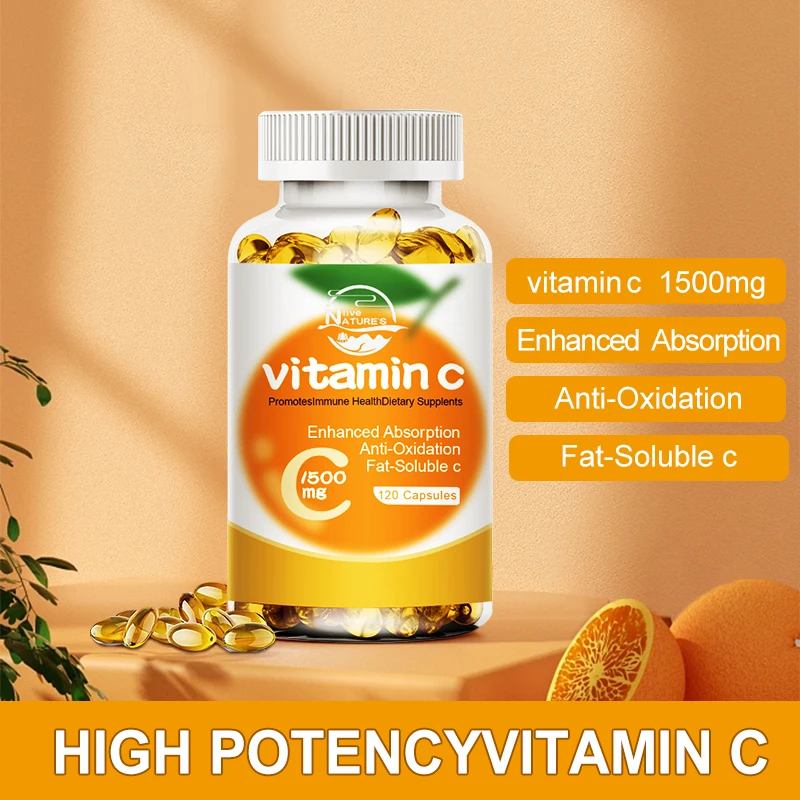 Organische natürliche Vitamin C 1500 Kapseln mg hohe Absorption starkes Antioxidans