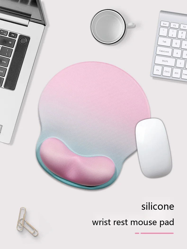 Silikon-Handgelenkauflage für Mauspad, 7 Farben, ergonomische rutschfeste Schreibtischunterlage, Büro- und Gaming-Unterstützung mit Farbverlauf – Detail 1