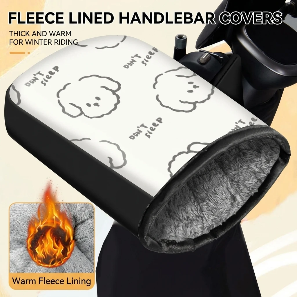 Heated Gloves Electric - 2pcs Handlebar Mittens Thermal Fleece Lined