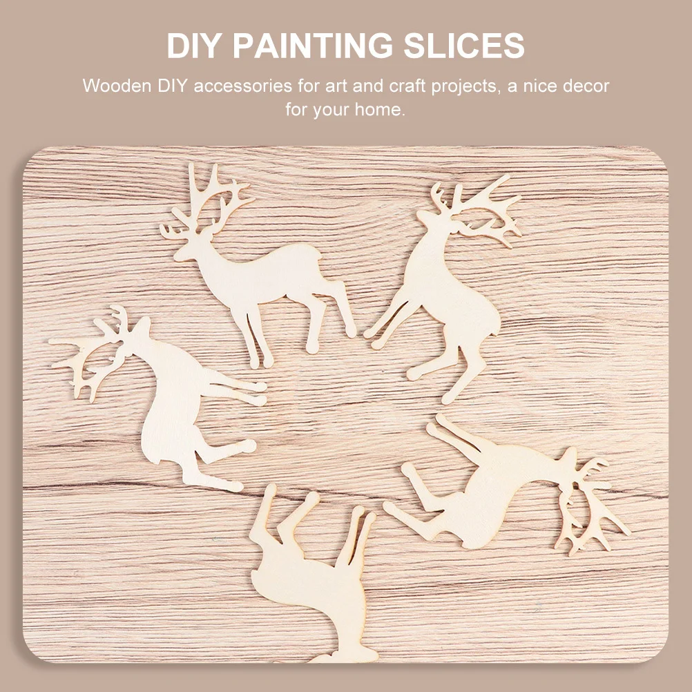 

15Pcs Deer Graffiti Wood Pieces DIY Painting Slices Smooth Surface Lightweight for DIY Xmas Tree Hanging Wall Door Table Craft