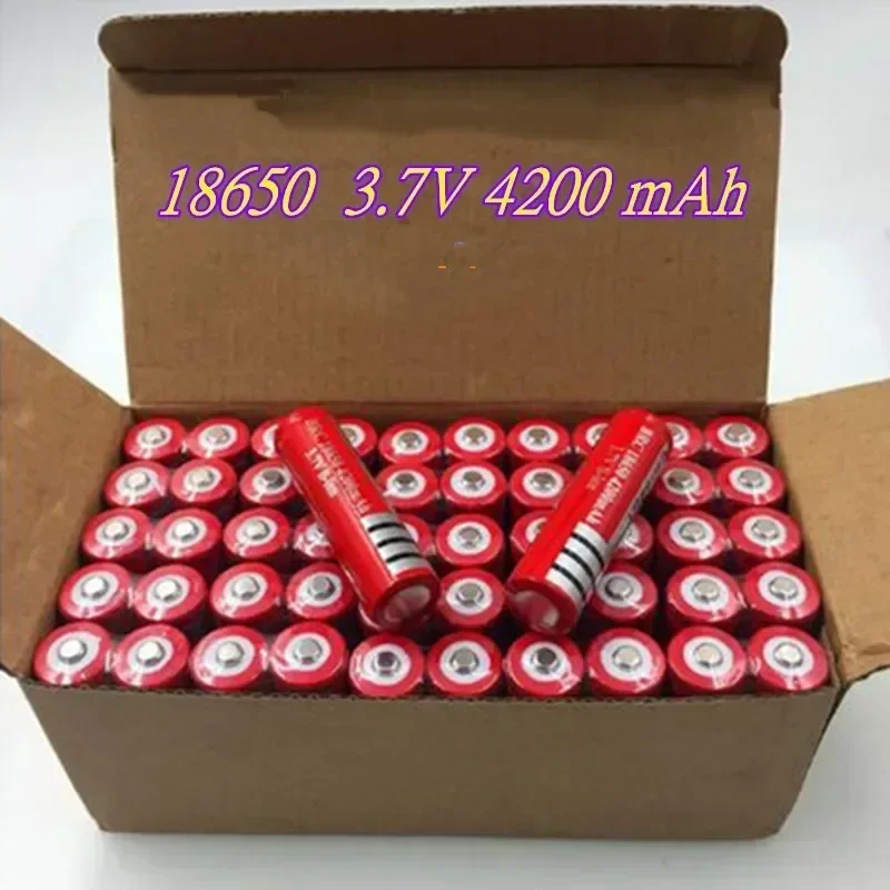 100% Original BRC 18650 4200 mAh lithium-ion 3.7 V Battery for Pen Laser Light Lantern + Charger