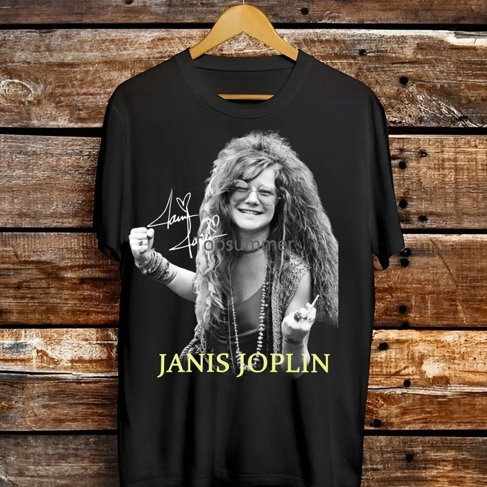 

New Janis Joplin Singer Shirt Cotton Black T-Shirt