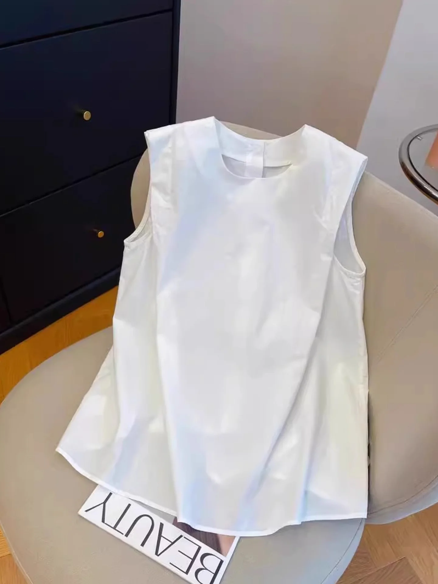 Faionable High-End  Color round Ne Svel Commute irt Beautiful Sli Top for Women Ele Silk Blend