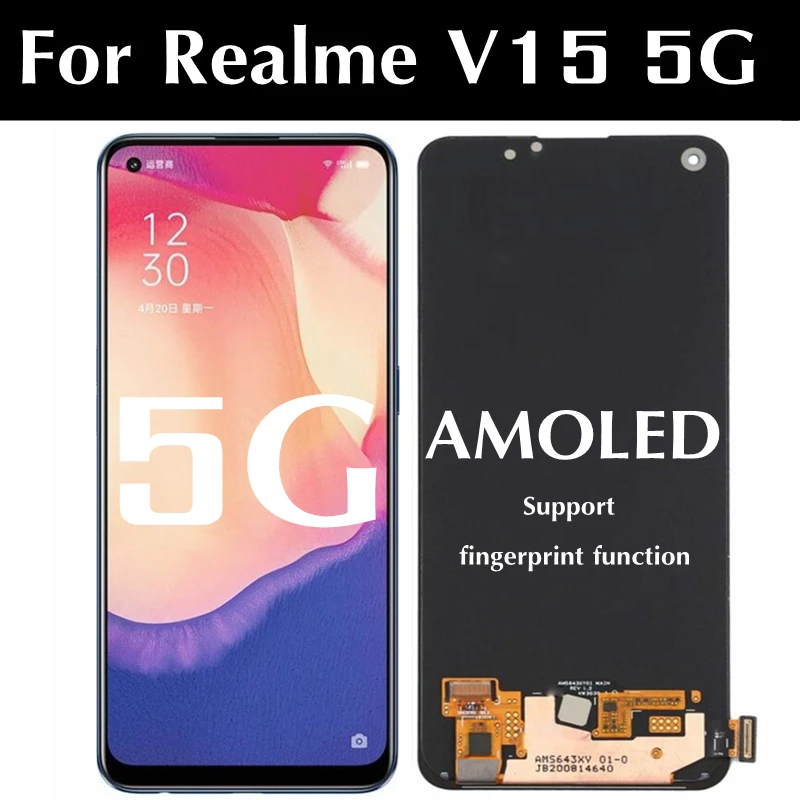 6.40  AMOLED For OPPO Realme V15 5G LCD Display Touch Screen Digitizer Assembly Replacement