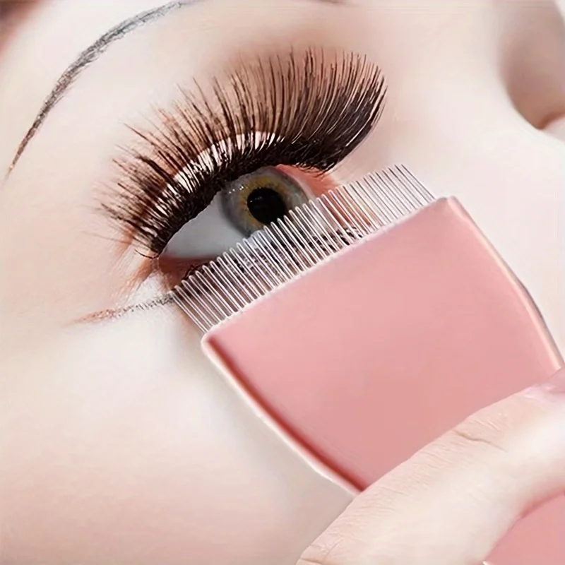 1 Pc Foldable Brow Comb with Lash Separator, Portable Eyelash Comb with Cap for Professional Eye Makeup Tools
