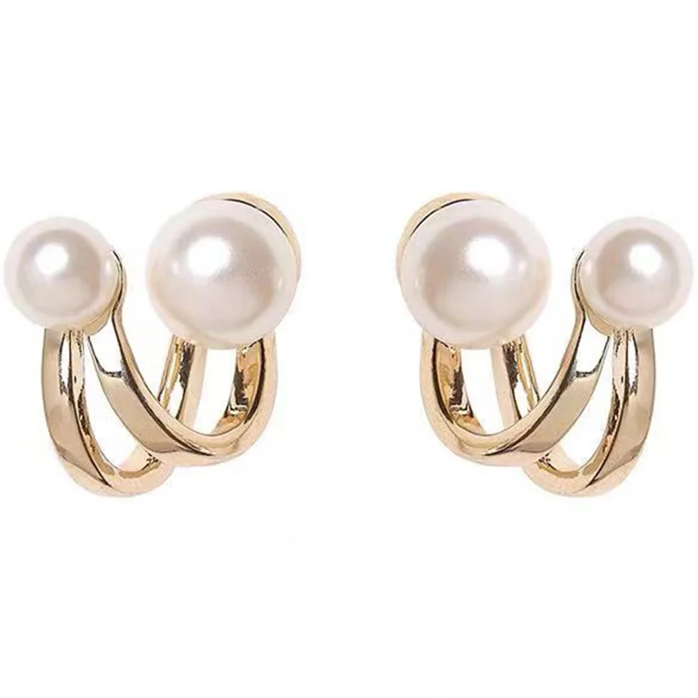 

1 Pair Pearl Clip on Earrings Cuff Jewelry Cartilage Jewelry Gift for Women Girls clip on pearl earrings