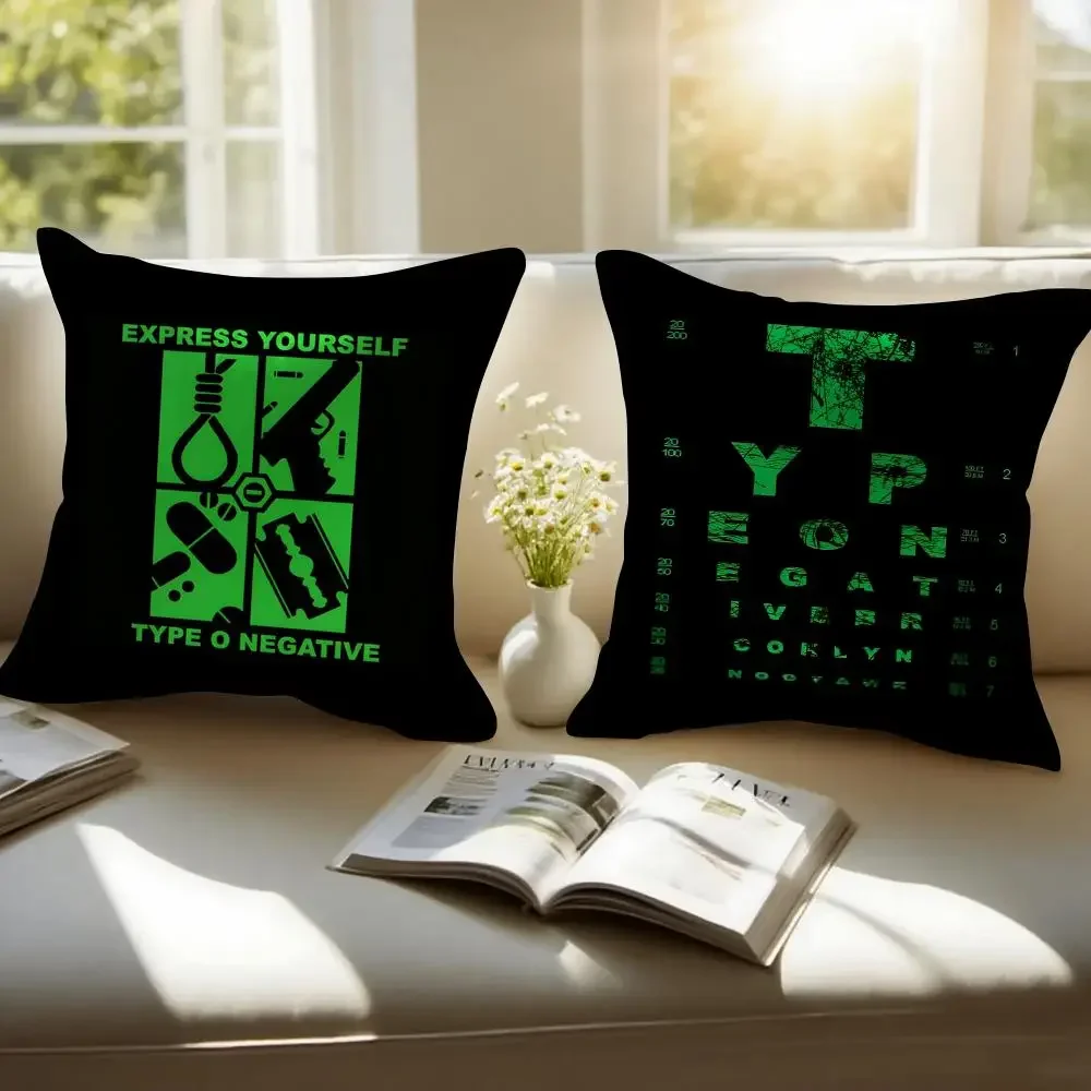 Gothic Band T-Type O Negative Cushion Cover Pillowcase Anti-dustmite Invisible Zipper Short Plush Sofa Cushion
