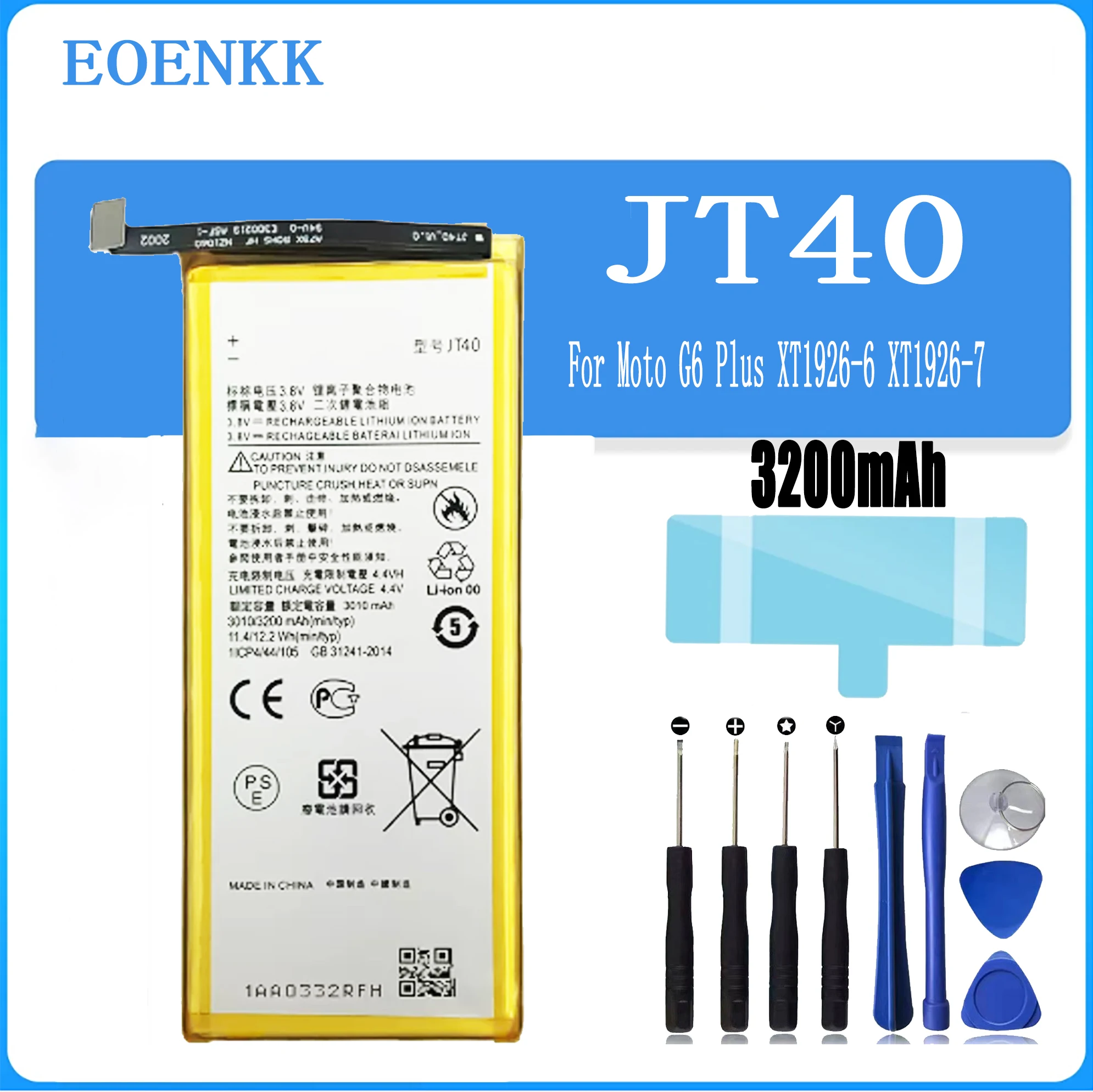 JT40 Battery For Motorola Moto G6 Plus G6P G6+ XT1926 XT1926 XT1926-2 XT1926-3 XT1926-5 Repair Part Original Capacity PHONE