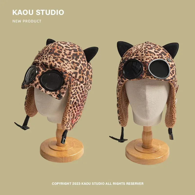 جديد جودة عالية المتخصصة الشتاء لطيف النظارات الشمسية الطيار قبعة الرجال والنساء آذان القط المخملية تزلج الأذن حماة منفذها القبعات Gorras