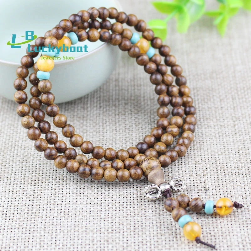 Wholesale 10pcs Hainan Natural Yellow Pear Wood 108 Beads Bracelet Pear Fragrant Flower Pear Wood Beaded Bracelet Men's Jewelry