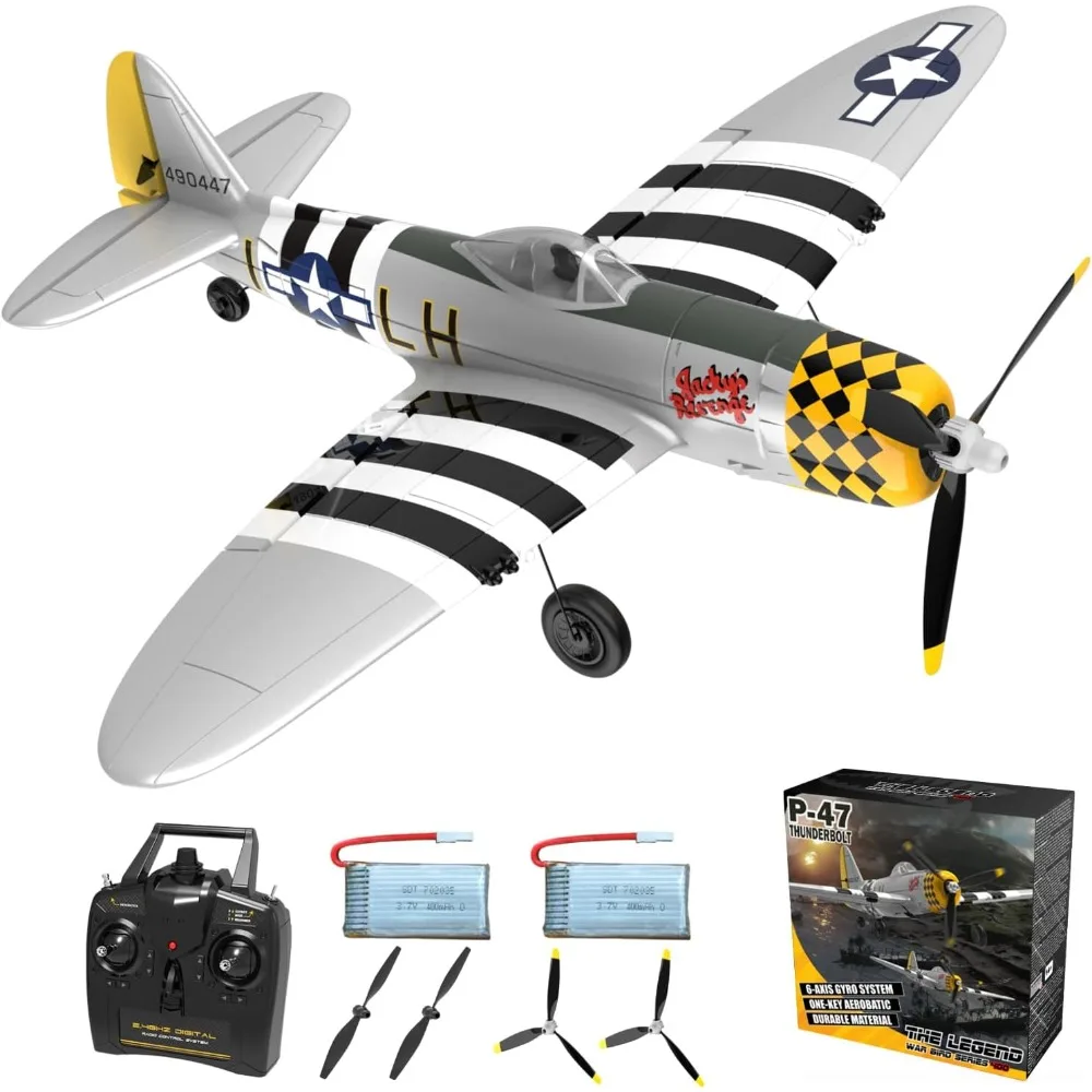 Avión Thunderbolt RC P47 de 4 canales para principiantes: avión de control remoto listo para volar para adultos