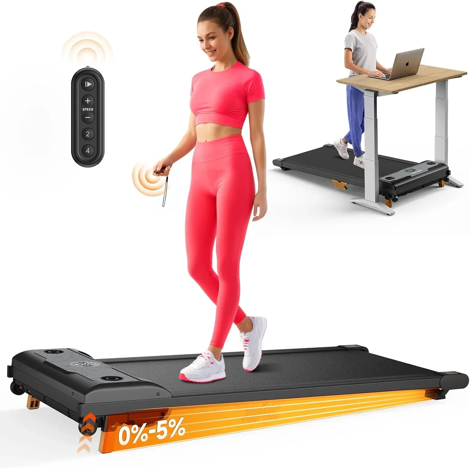 Walking Pad, Under Desk Treadmill for Home and Office, 4 in 1 Portable Treadmill with Incline for Walking, Jogging, Running and