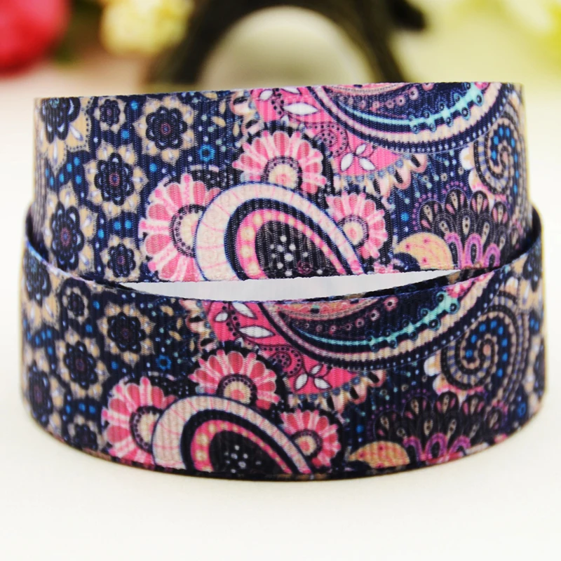 22mm 25mm 38mm 75mm Paisley pattern cartoon printed Grosgrain Ribbon party decoration 10 Yards satin ribbons