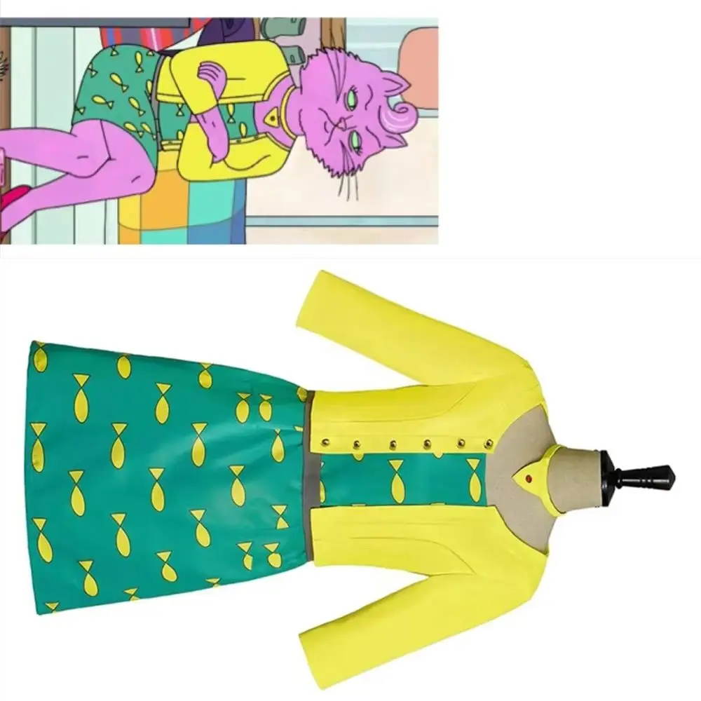 

Anime Princess Carolyn Cosplay Costume Yellow Coat with Green Dress full Set Women Adult Outfit Halloween
