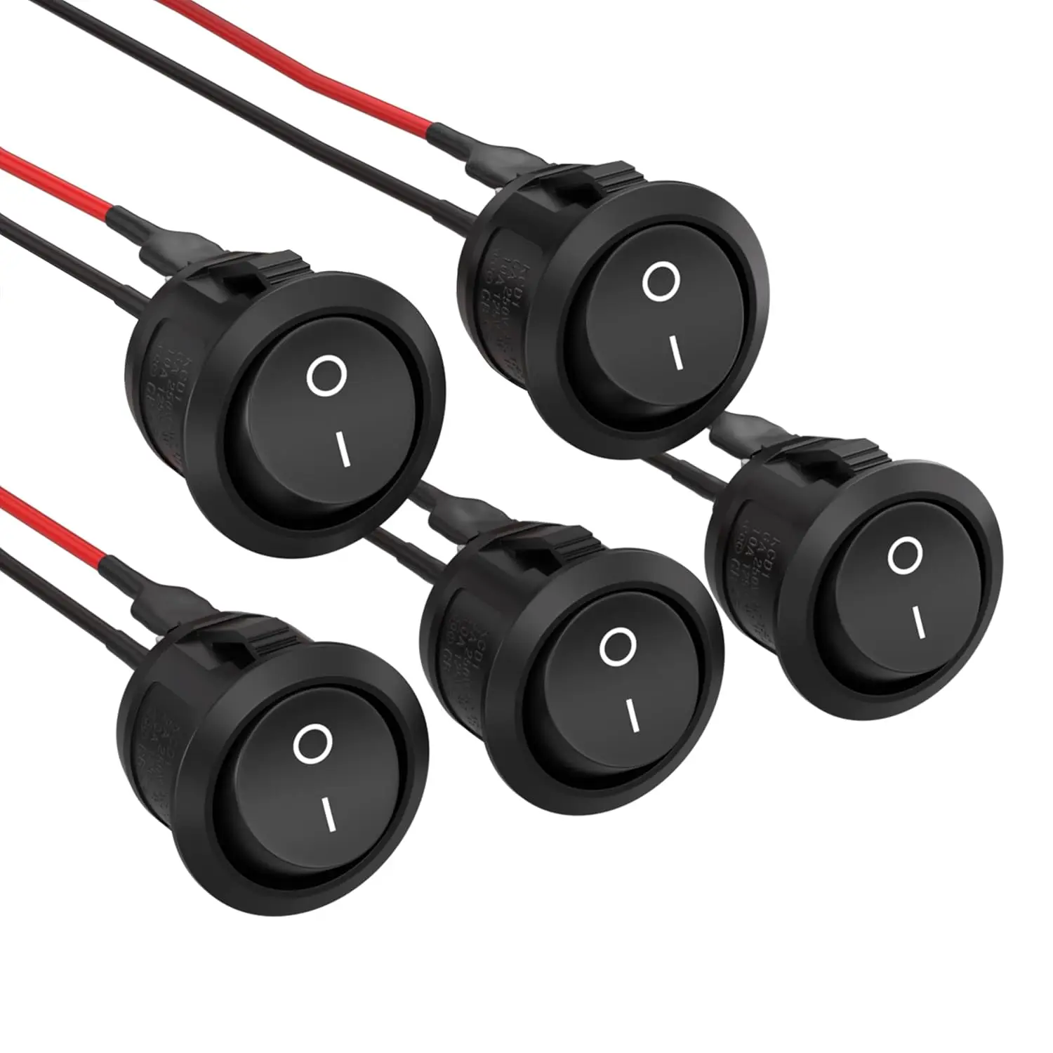 ON/Off Round Rocker Switches SPST 20mm Mini 12 Volt DC Mini Circle Toggle Switch 12V for Car Automotive with Wires RV 2 Pin