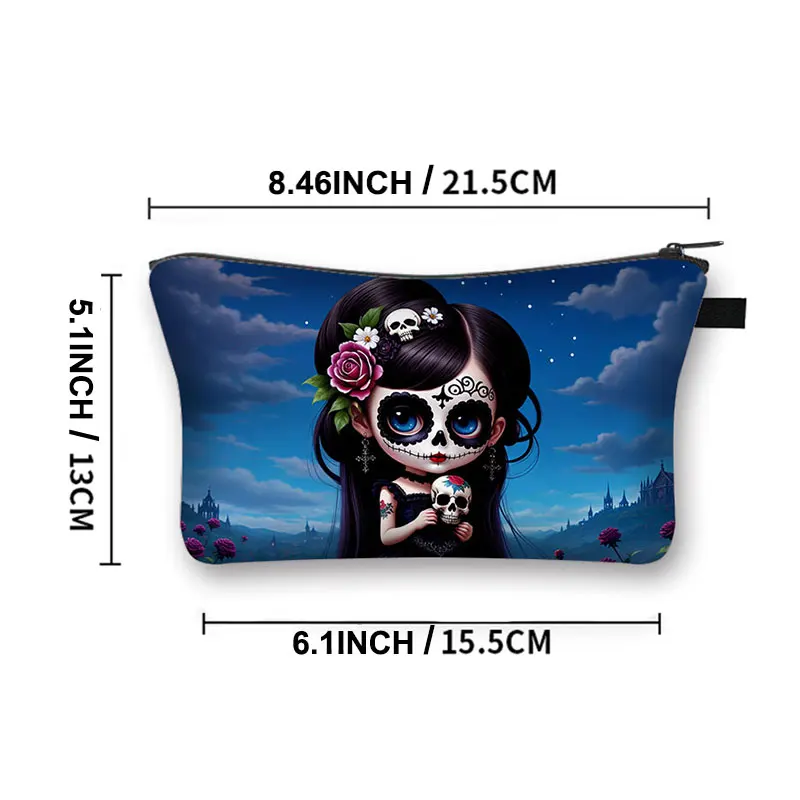 Gothic Witch Black Cat Print Cosmetic Bag Women Makeup Organizer Zipper Pouch Lipstick Napkin Storage Bags Ladies Toiletries Bag
