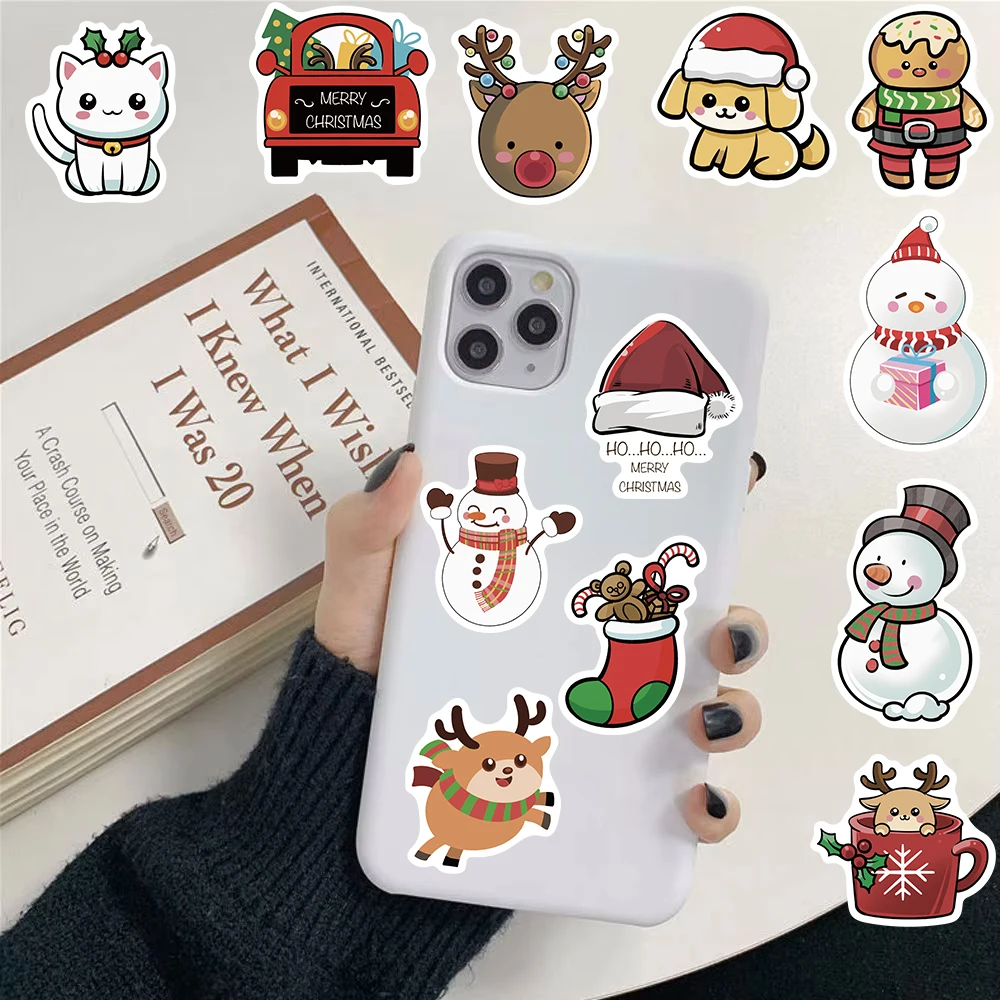 50 قطعة عيد الميلاد الكرتون ملصق تخصيص الإبداعية مقاوم للماء دراجة نارية دراجة الفن الغيتار ملصقات الكمبيوتر المحمول عادية الزخرفية