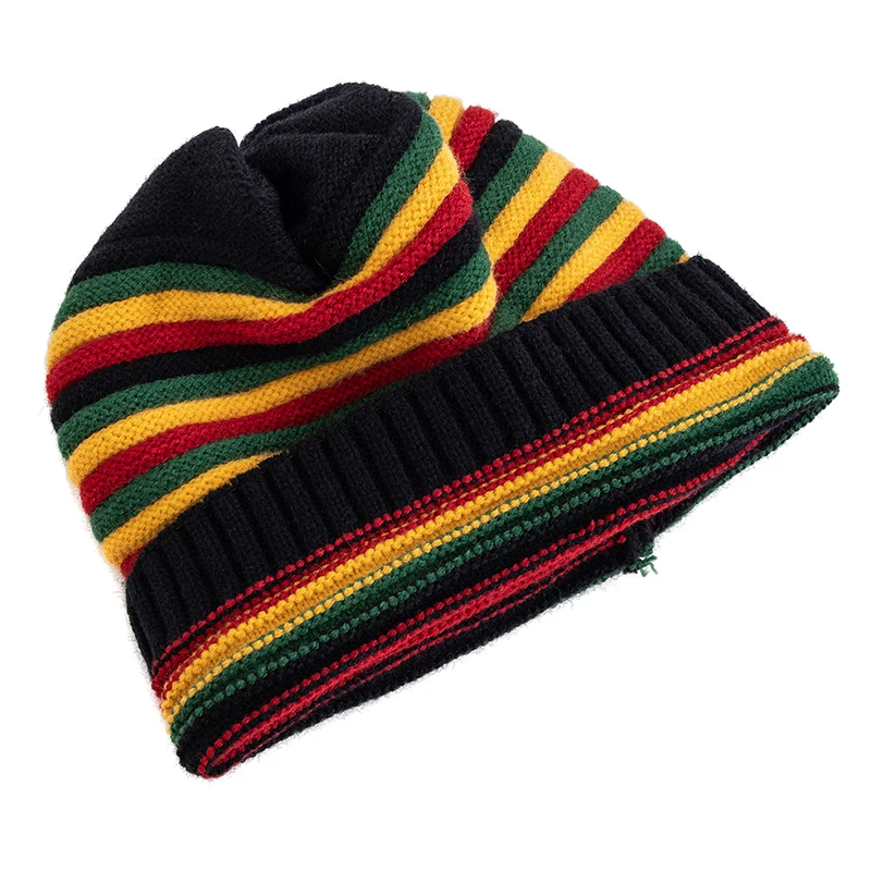 New Women Slouchy Winter Hats Keep Warm Beanie Hat Striped Design Casual Knitted Cap