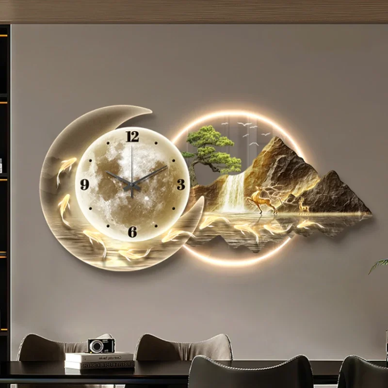 

Night Light Led Wall Clocks Aesthetic Bedroom Art Luminous Living Room Wall Clock Modern Design Luxury Reloj Pared Home Decor
