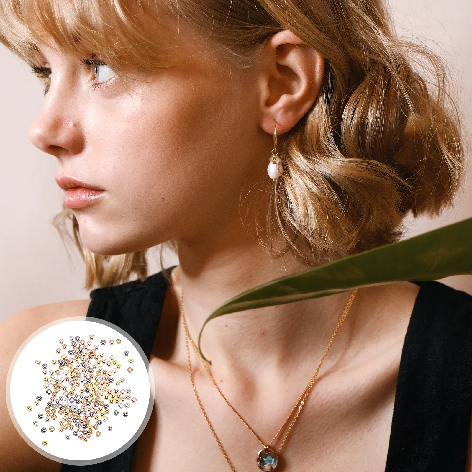 

1000Pcs Beads with Holes Round Disc Spacer for DIY Jewelry Making Handmade Crafts Dangle Lighting Curtain Decorations