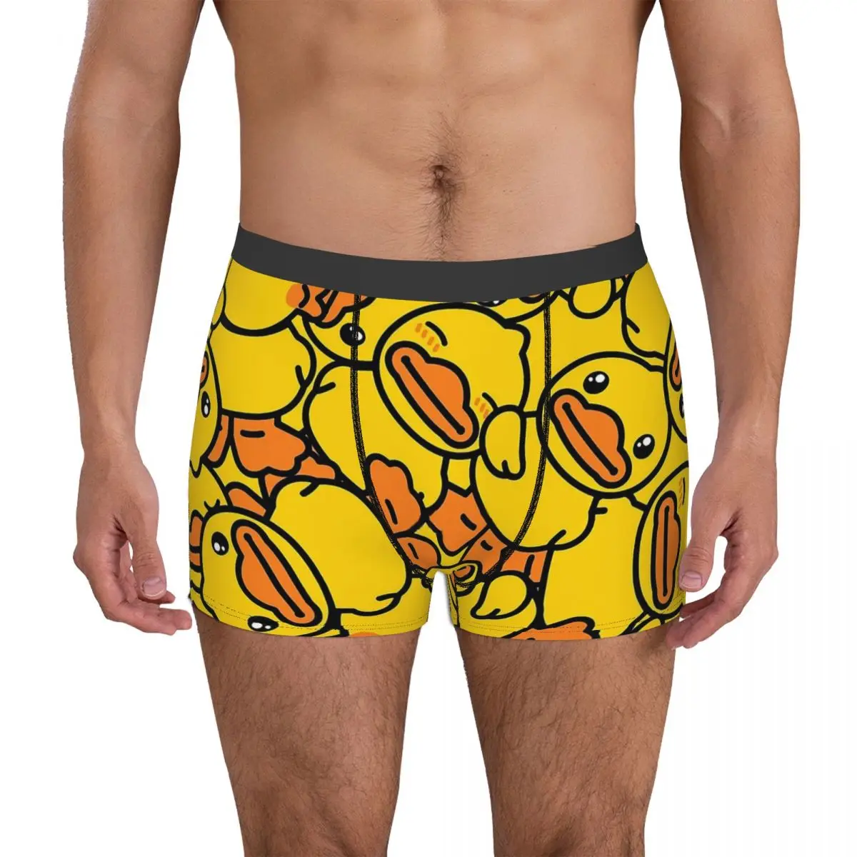 Impresso Rubber Duck Boxer Briefs para Homens, Altamente Respirável, Cuecas Amarelas, Cuecas Clássicas, Presentes de Aniversário, Engraçado, Alta Qualidade