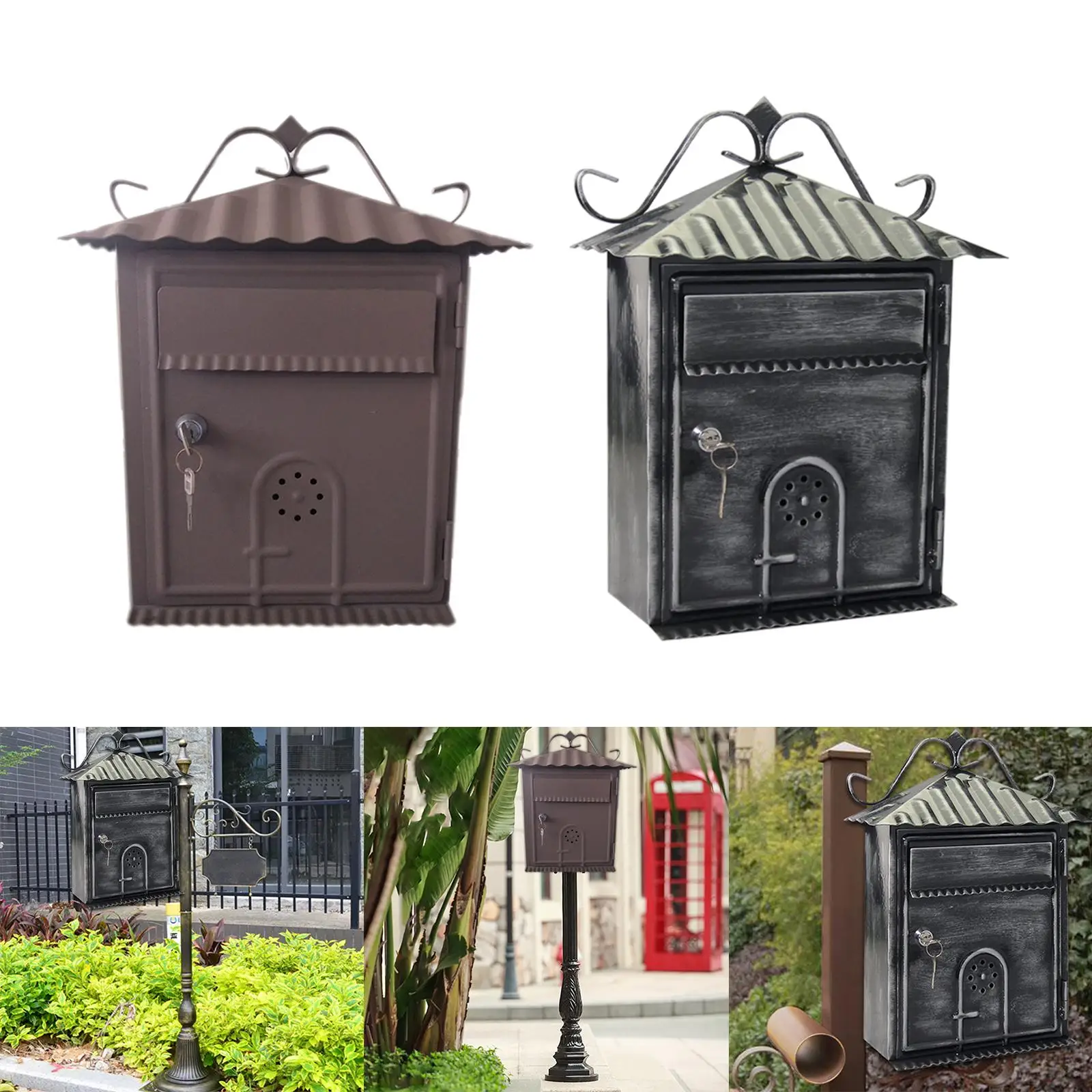 Letter Box Mailbox Wall Mount European Locking Security Iron Apartment Post