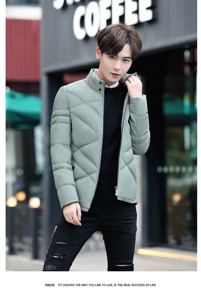 Autumn Winter Jacket Men Thicken Warm Cotton-padded Mens Jackets Slim Fit Stand Collar Youth Winter Jackets and Coats For Me
