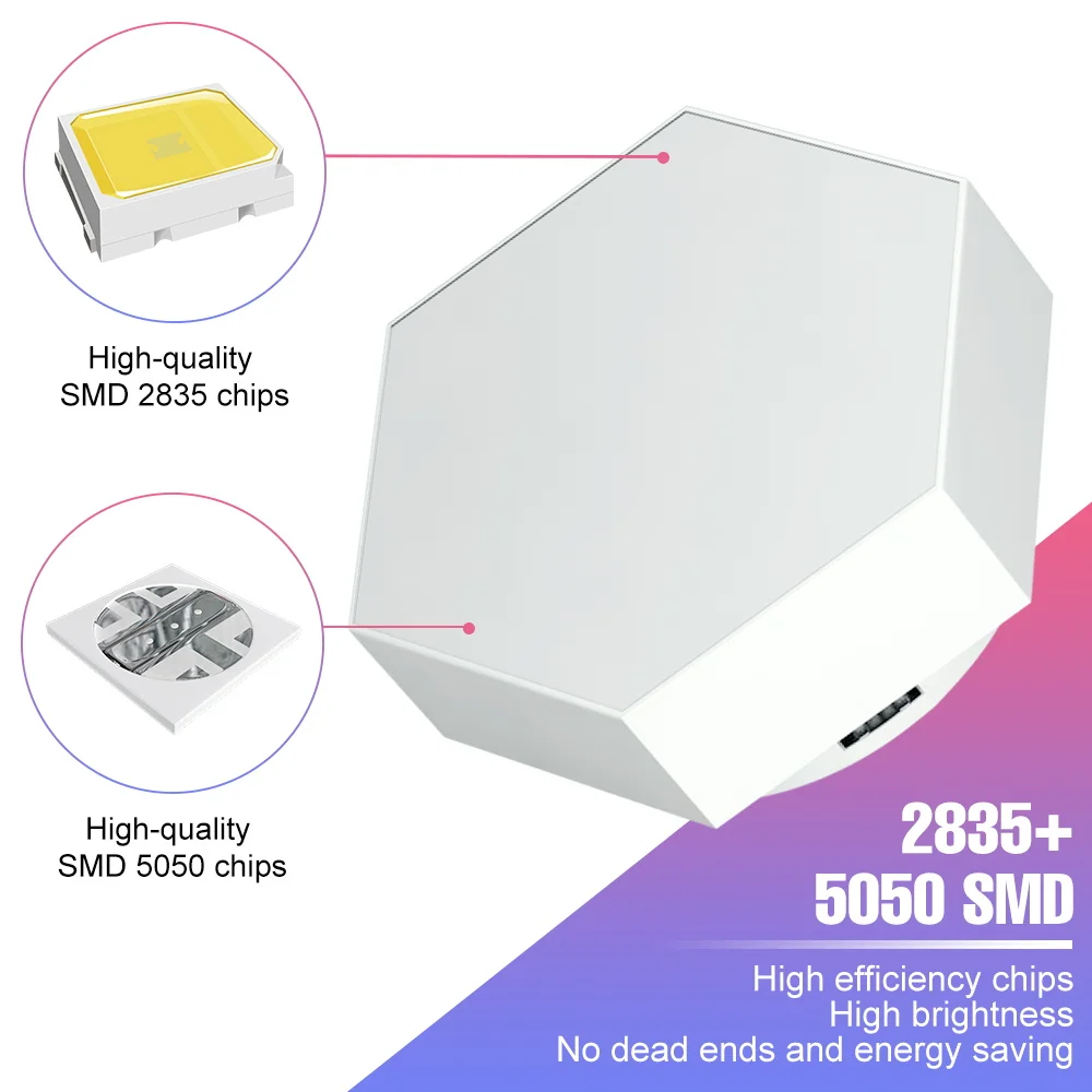 Colorful LED Hexagon Light DIY Sensitive Wall Lights For Home RGB Quantum Lamp Dimmable Atmosphere Night Light Remote Control