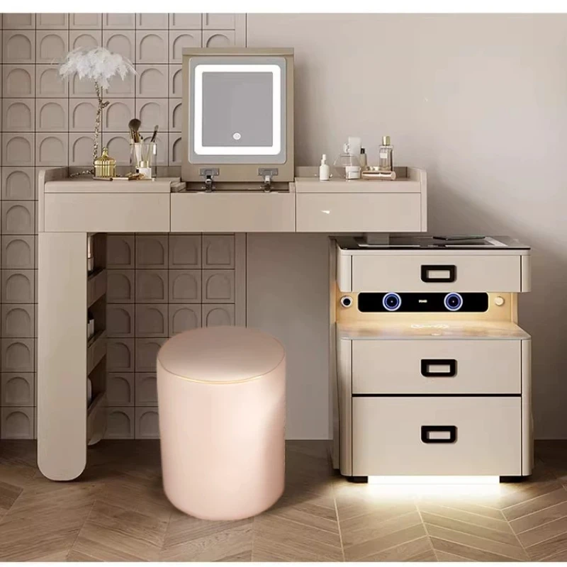 Smart Bedside Table, Safe, Integrated Vanity Cabinet, Retractable, Premium Light Luxury Belt, Bluetooth New Home Vanity Cabinet